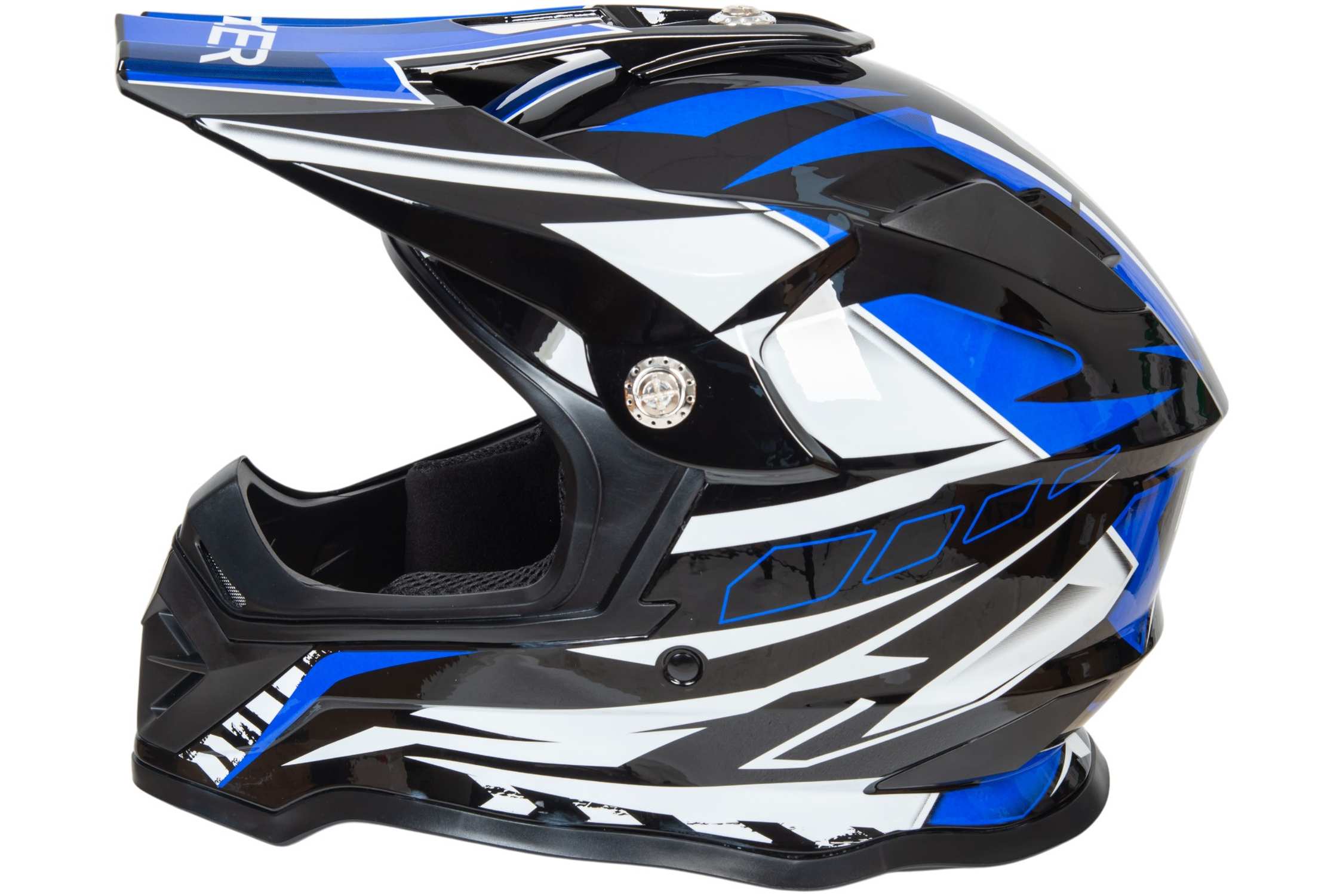 Шлем мото кроссовый HIZER B6197 #4 (XL) black/blue/white