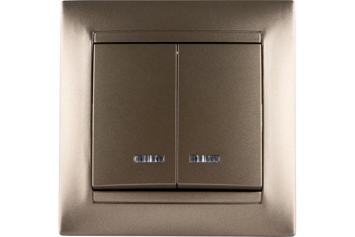 Выключатель СУ 2-кл. 10А инд.  бронза "Лама" TDM*