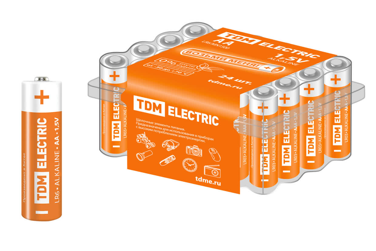 Элемент питания LR6 AA Alkaline 1,5V BOX-24 TDM*