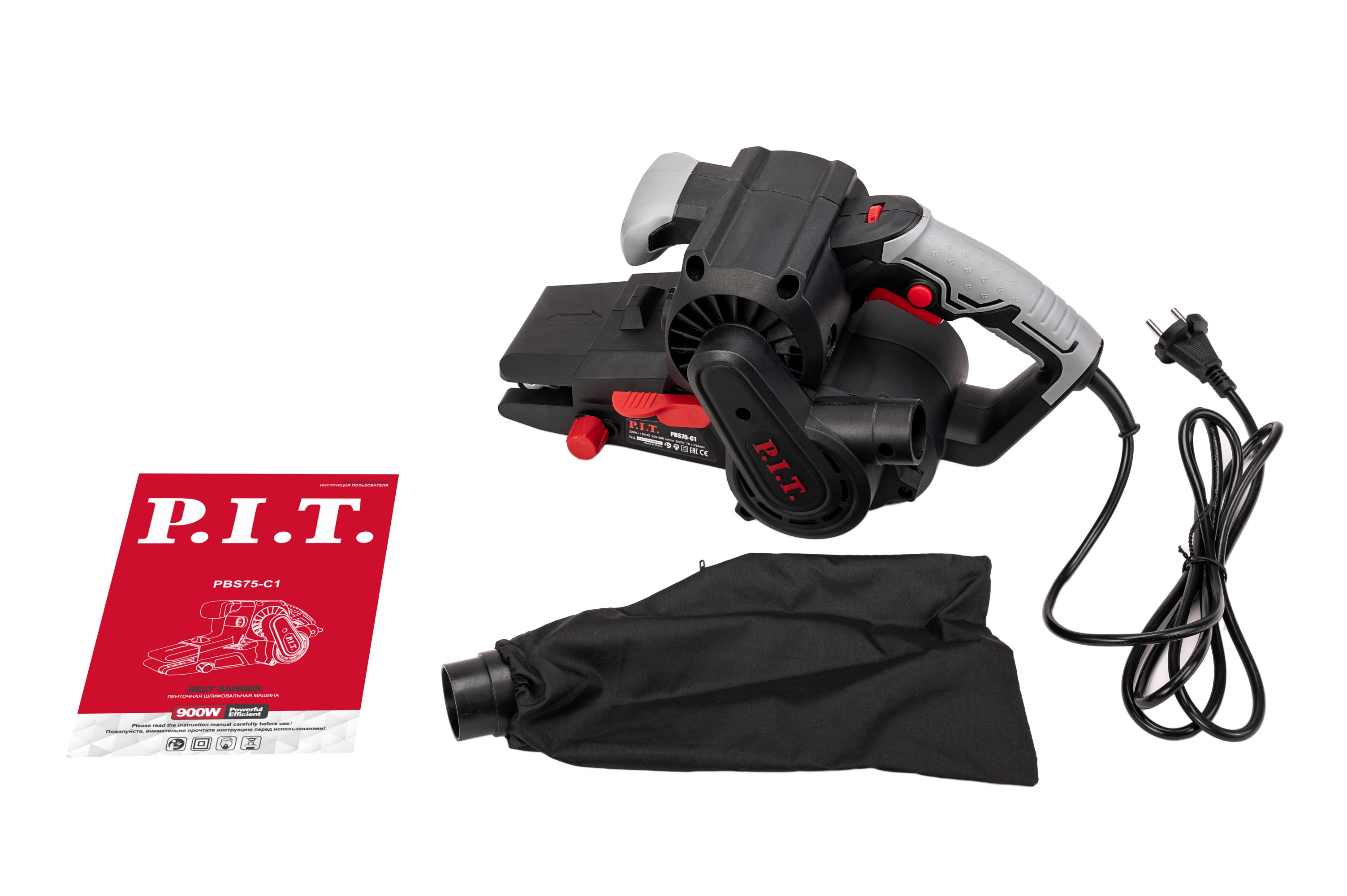 Шлифмашина ленточная электрич. P.I.T. PBS75-C1 МАСТЕР (900 Вт, лента 75х533мм, 200-380об/мин)