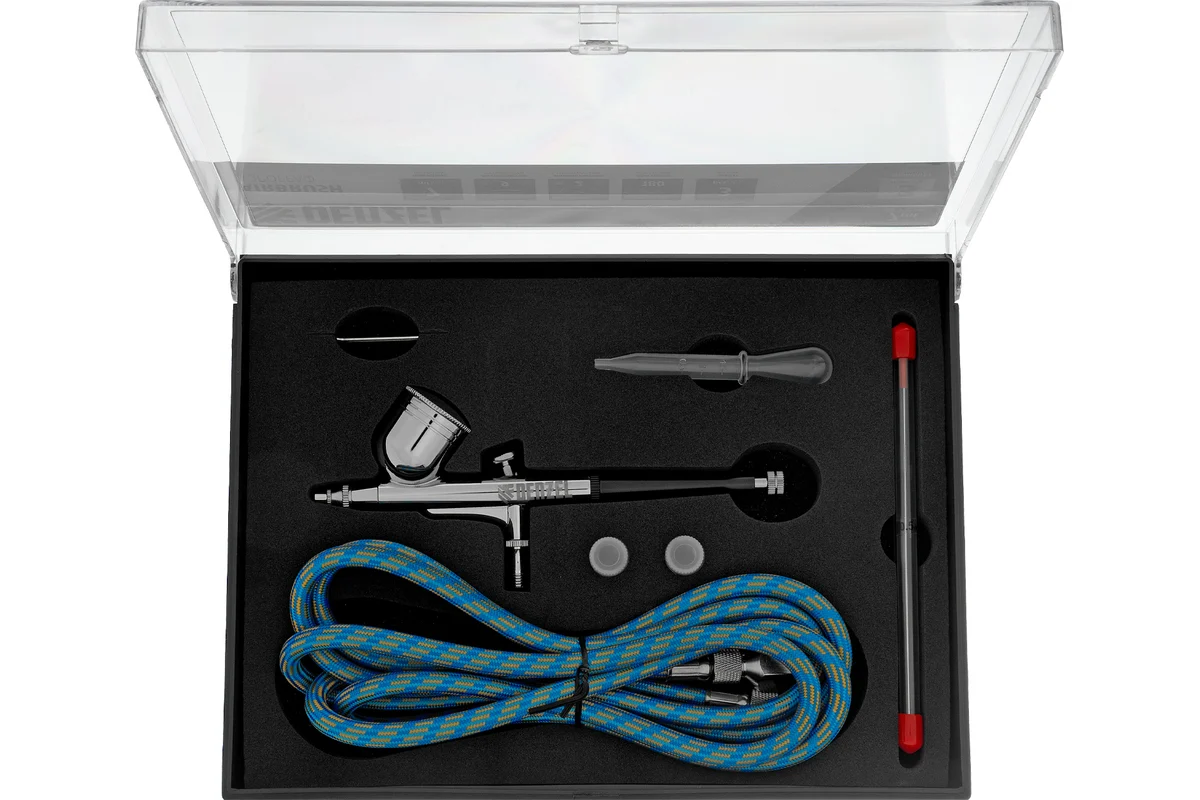 Аэрограф с верхним бачком AB1, 0.2/0.3/0.5 мм, 7 мл, 9 л/мин// Denzel