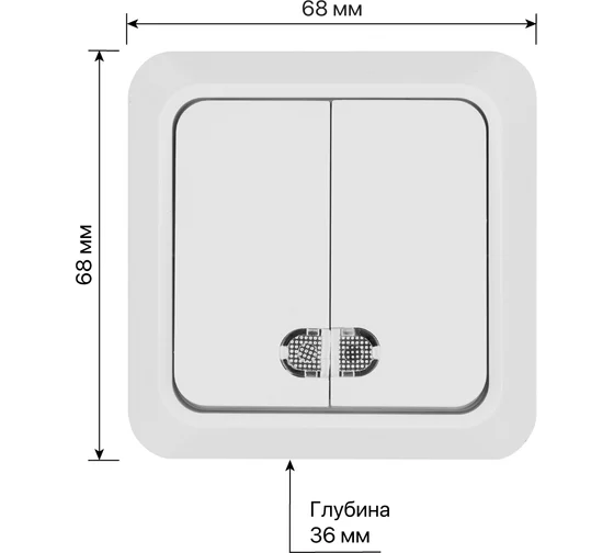 Выключатель 2-кл. открытой установки с подсветкой IP20 10А, белый "Ладога" TDM*