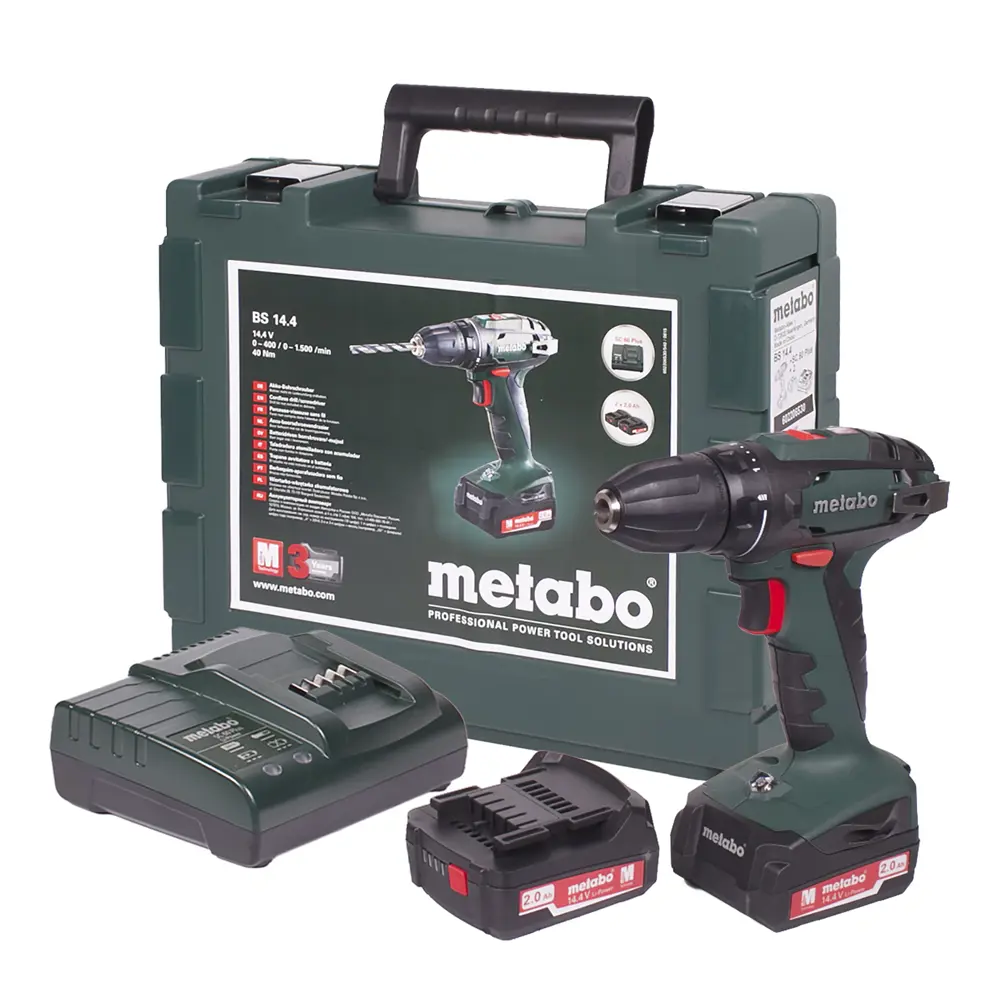 Metabo Аккум. винтоверт BS 14.4 Li, 2х2,0 Ач , 40Нм, 2е скорости