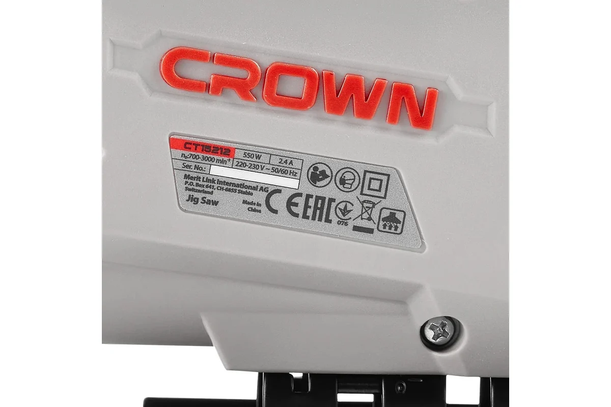 Лобзик CROWN CT15212, 550 Вт, 700-3000 об/мин, маятниковый ход, глубина пропила 65 мм