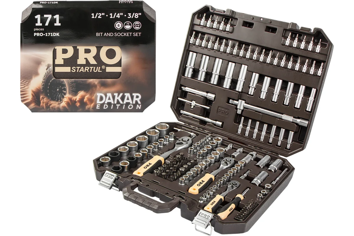 Набор головок и бит 171пр. 1/4",3/8",1/2" PRO STARTUL DAKAR (PRO-171DK)