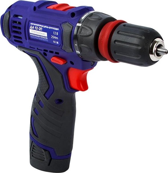 Дрель аккумуляторная ПУЛЬСАР ДА 12-2П (12В, 25Hm, Li-on, 1,5Ah, 2акк,1,5 кг,съём пат,кейс) (792-681)