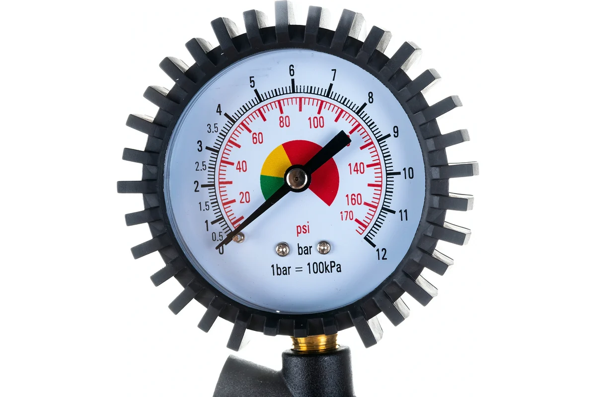 Пистолет для подкачки шин с манометром 10 атм, быстросъем //Автодело