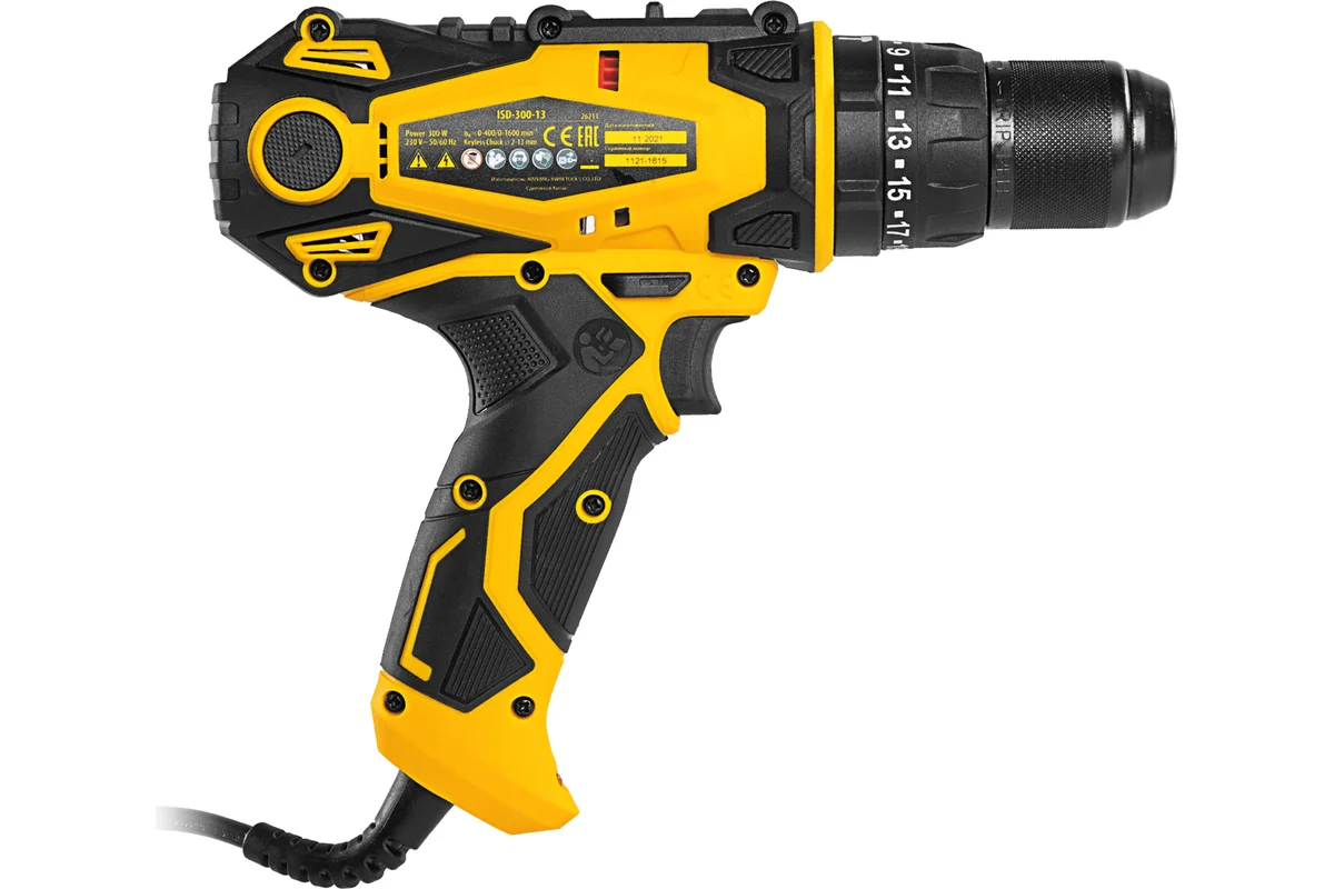 Дрель-шуруповерт сетевая ударная ISD-300-13// Denzel