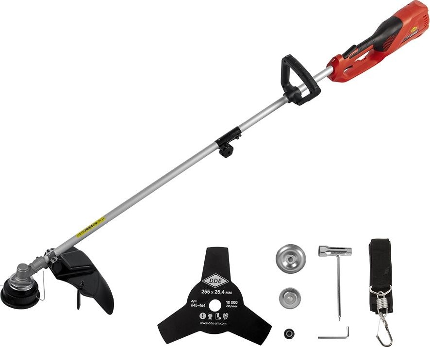 Триммер электрический DDE ET1300R, 1300Вт, верх.двиг. разъём.прям.вал. ременю+диск