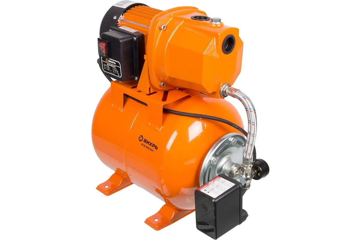 ВИХРЬ Насосная станция АСВ-800/20Ч, 800Вт, бак 20л, гл. вс. 9м,  60л/мин чугун