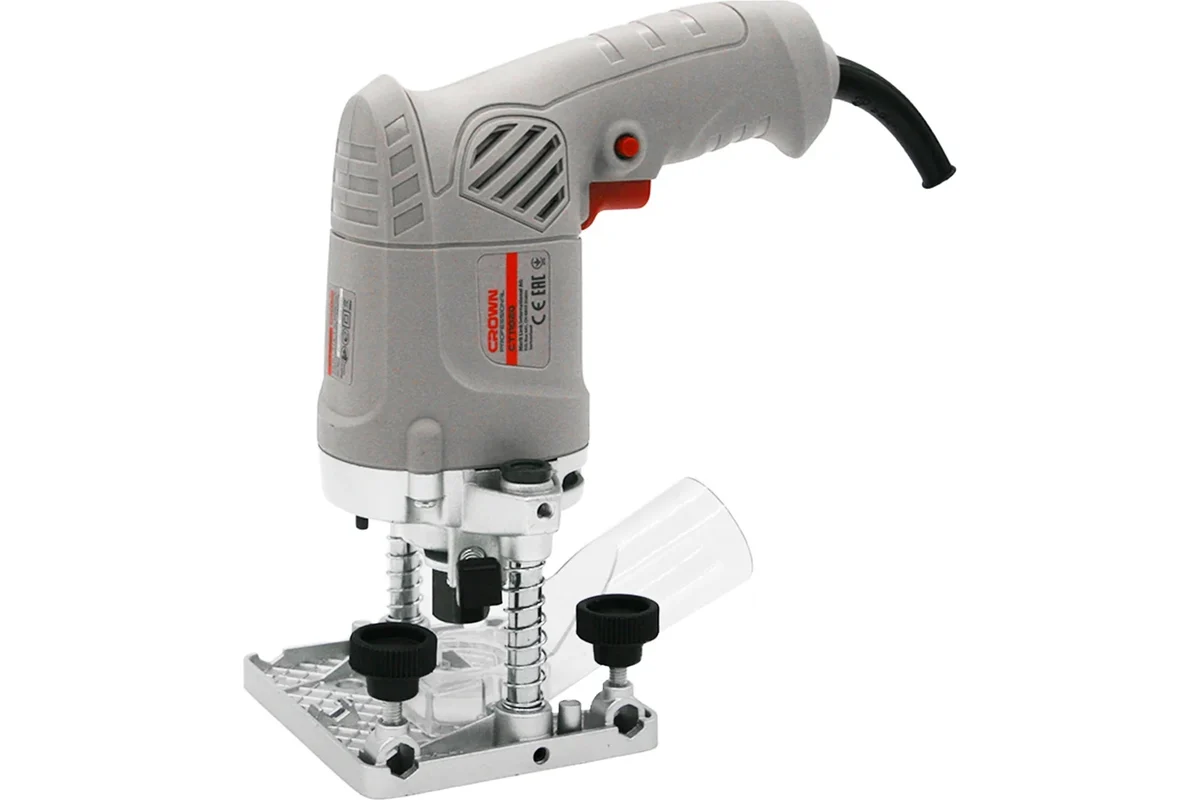 Кромочно-петлевой фрезер CROWN CT11020, 430Вт, 26000об/мин, цанга 6мм