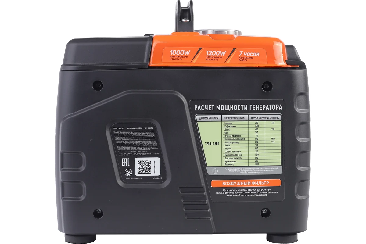Генератор инверторный PATRIOT iGX 1200, 1,0/1,2 кВт