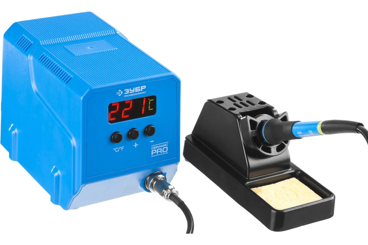 Низкотемпературная паяльная станция цифровая ПСН-60 60Вт, 50-480гр. керамический нагреватель. // ЗУБ