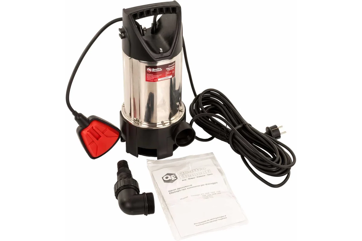 Дренажный насос QUATTRO ELEMENTI Drenaggio  750 F Inox (750 Вт, 12000 л/ч, для грязной, 7.5 м, 5,0 к