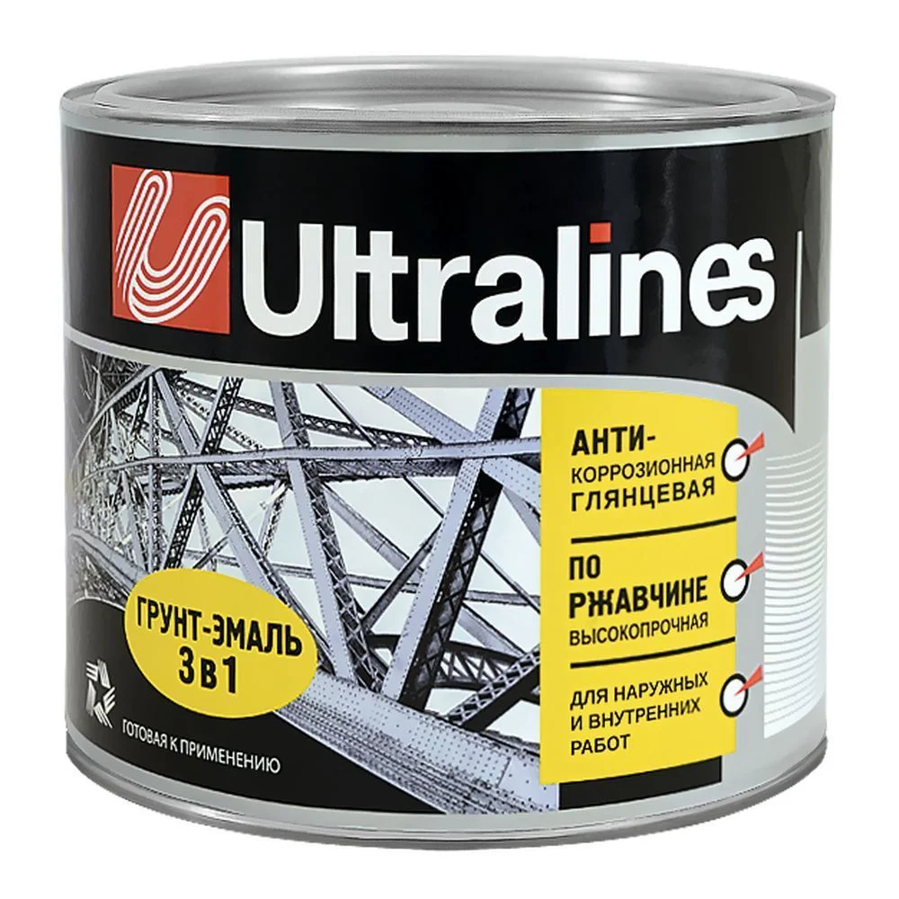 Грунт-эмаль КОРИЧНЕВАЯ 3в1 ULTRA LINES 1,8кг