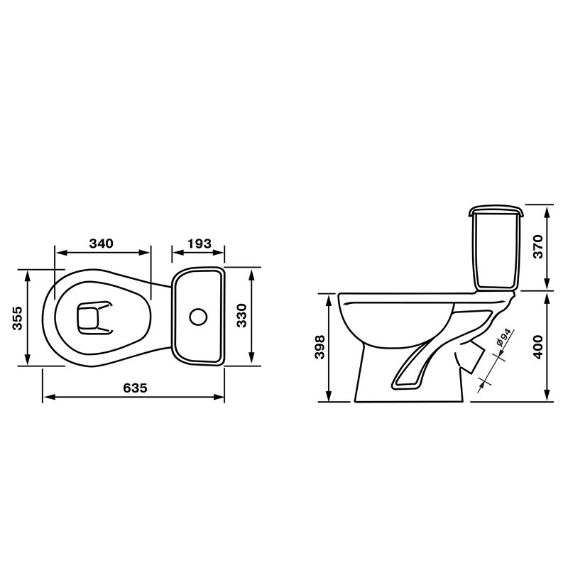 Унитаз-компакт "Дора" белый, горизонт. выпуск, нижн. подв., сиденье, арматура