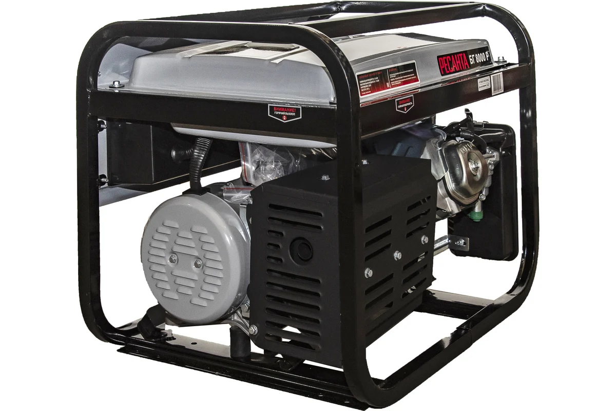 РЕСАНТА  Бенз. генератор БГ 8000 Р, 220 В, 4х тактн, макс мощн.7кВт,номин.мощн. 6,5кВт, бак 25л