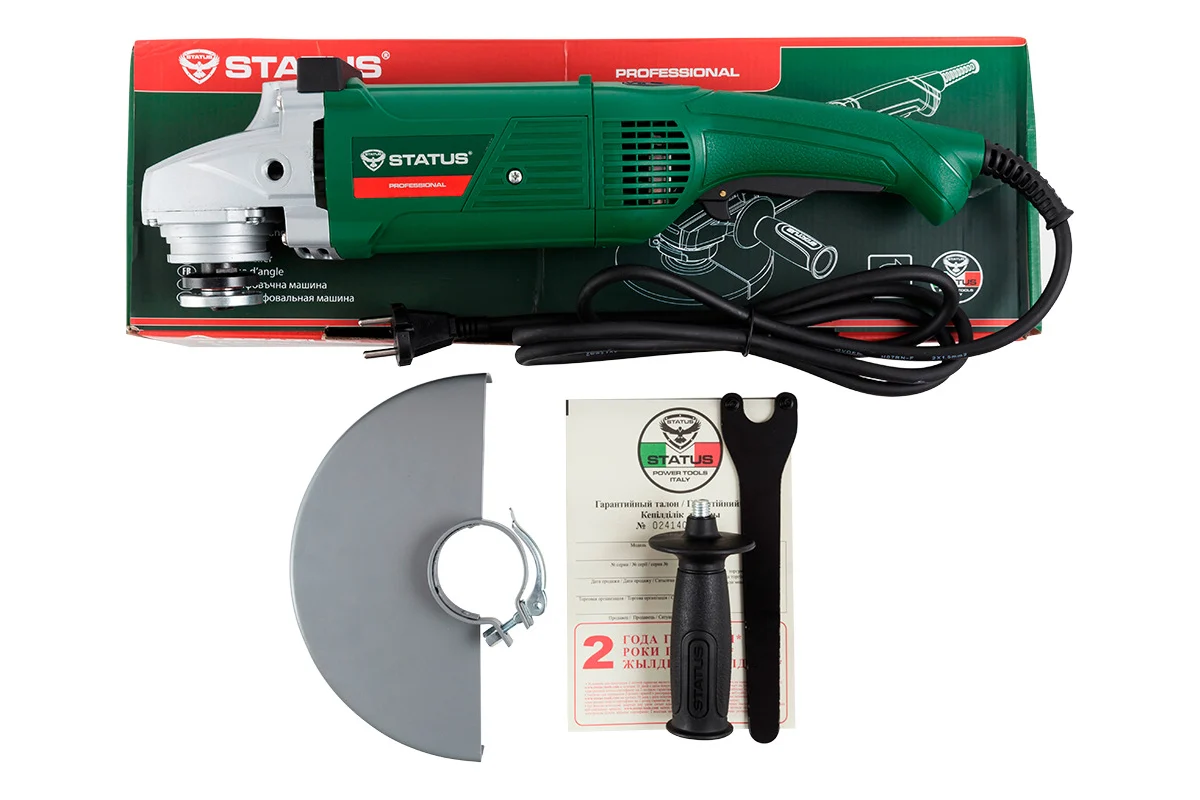 УШМ STATUS SA230L PRO 230мм, 2100Вт, 6500об/мин, плавный пуск, поворотная задняя рукоятка, 4.5кг