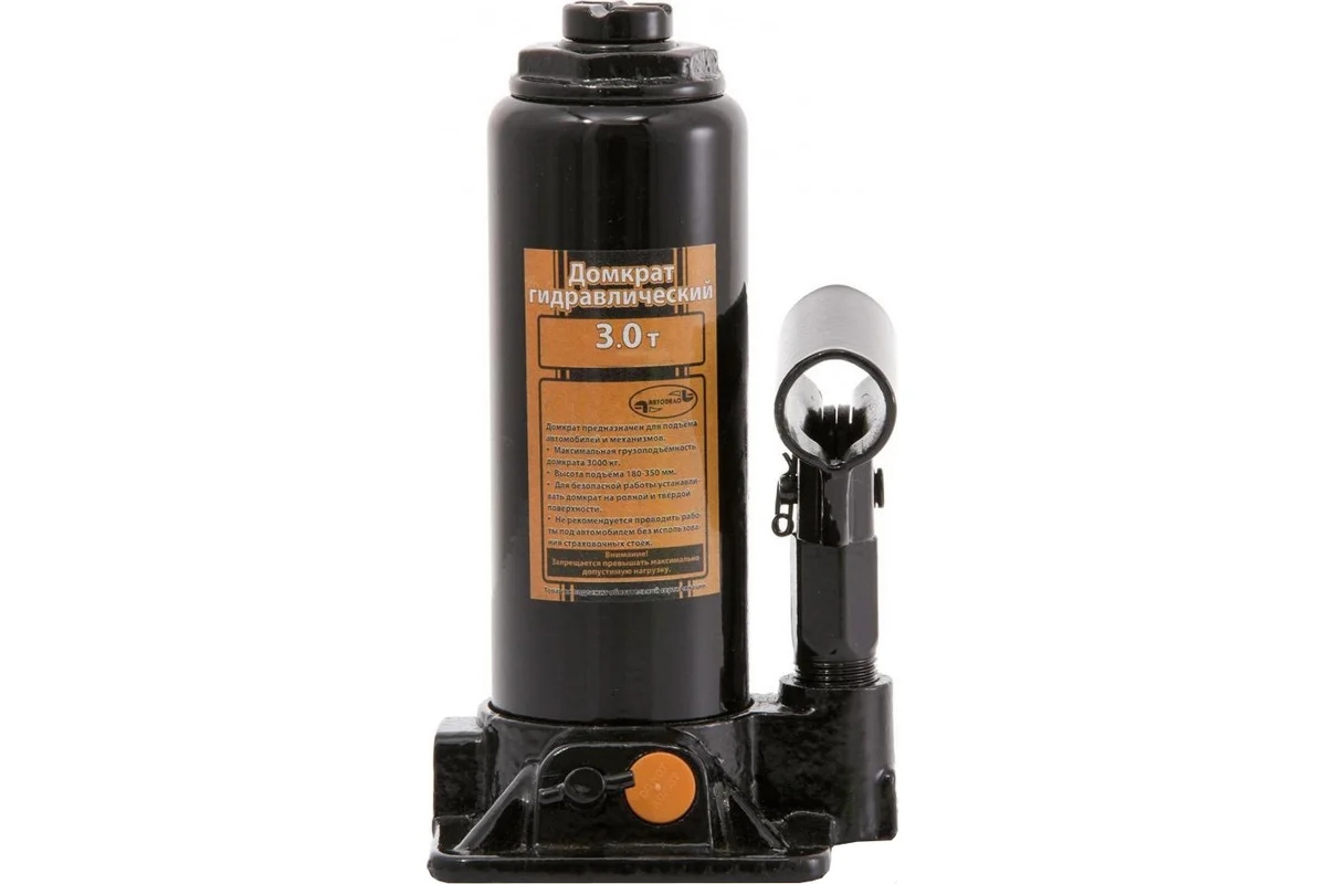 Домкрат 3т, бутылочный гидравлический  (194-372 мм), в футляре //АВТОДЕЛО