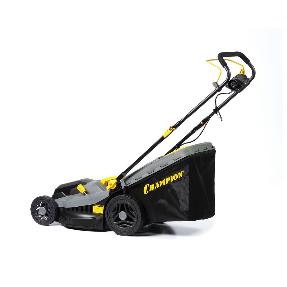 Газонокосилка эл. CHAMPION EM4318 (1,8 кВт пласт.+ткань травосб. 52л ширина 430мм 30-75мм, 12,9кг)