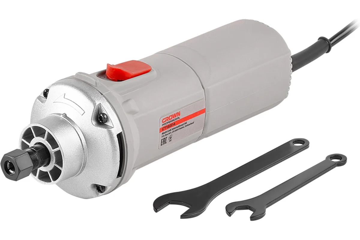 Прямая шлифовальная машина CROWN CT13314, 710Вт, 12000-28000 об/мин, цанга 6мм