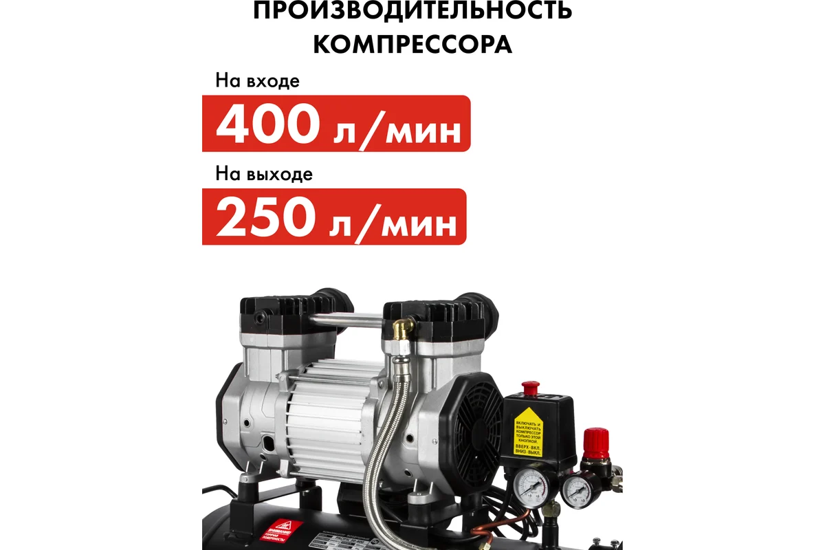 Компрессор поршневой безмасляный QUATTRO ELEMENTI PACIFIC 50-400 (400 л/мин,50л,2200 Вт,8 бар,33кг