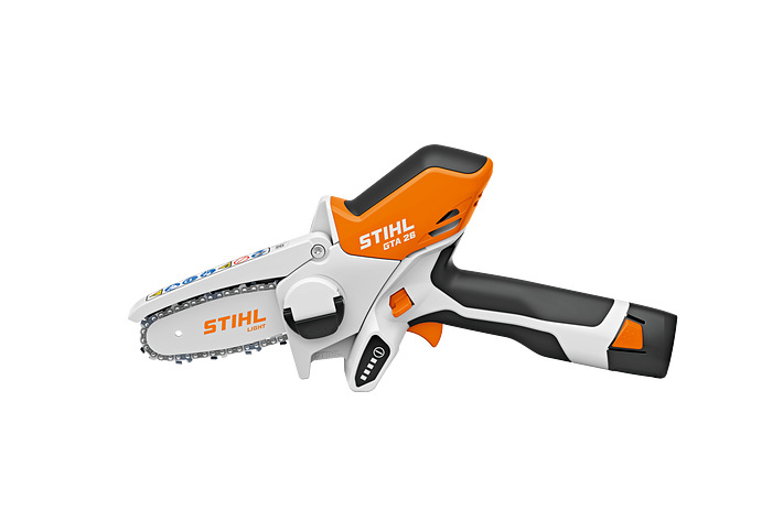 Аккумуляторная пила STIHL GTA26 (AS2, AL1), 1 акк.10,8В, шина10см, цепь28х1/4"х1.1, масло50мл, 1.2кг