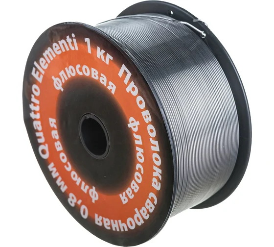 Проволока сварочная QUATTRO ELEMENTI флюсовая, 0,8 мм, масса 1кг