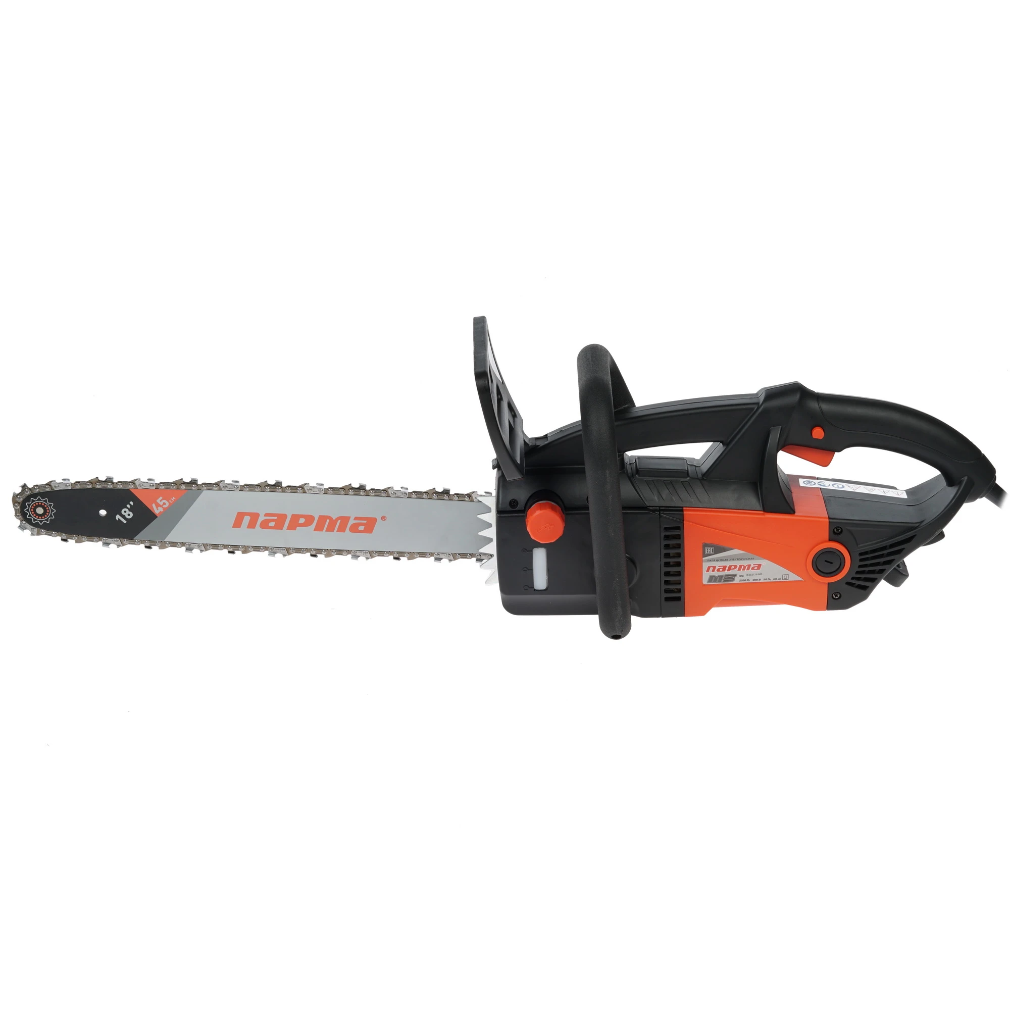 Электропила ПАРМА М3 2,2 кВт, шина 18", цепь 63зв 3/8" 1,3, вес 6,5 кг