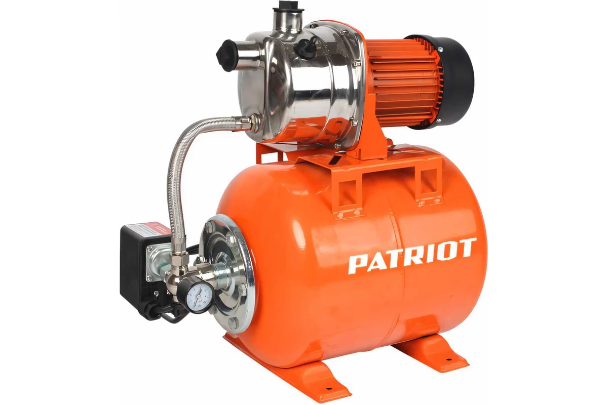Насосная станция PATRIOT PW 850-24 INOX, насосная часть - нерж. сталь, бак 24 л, 850 Вт, 3000 л/час.