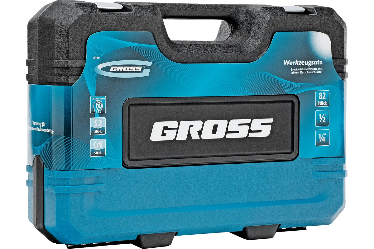 Набор инструментов, 1/4", 1/2", CrV, 120 зубьев, 82 предмета// Gross