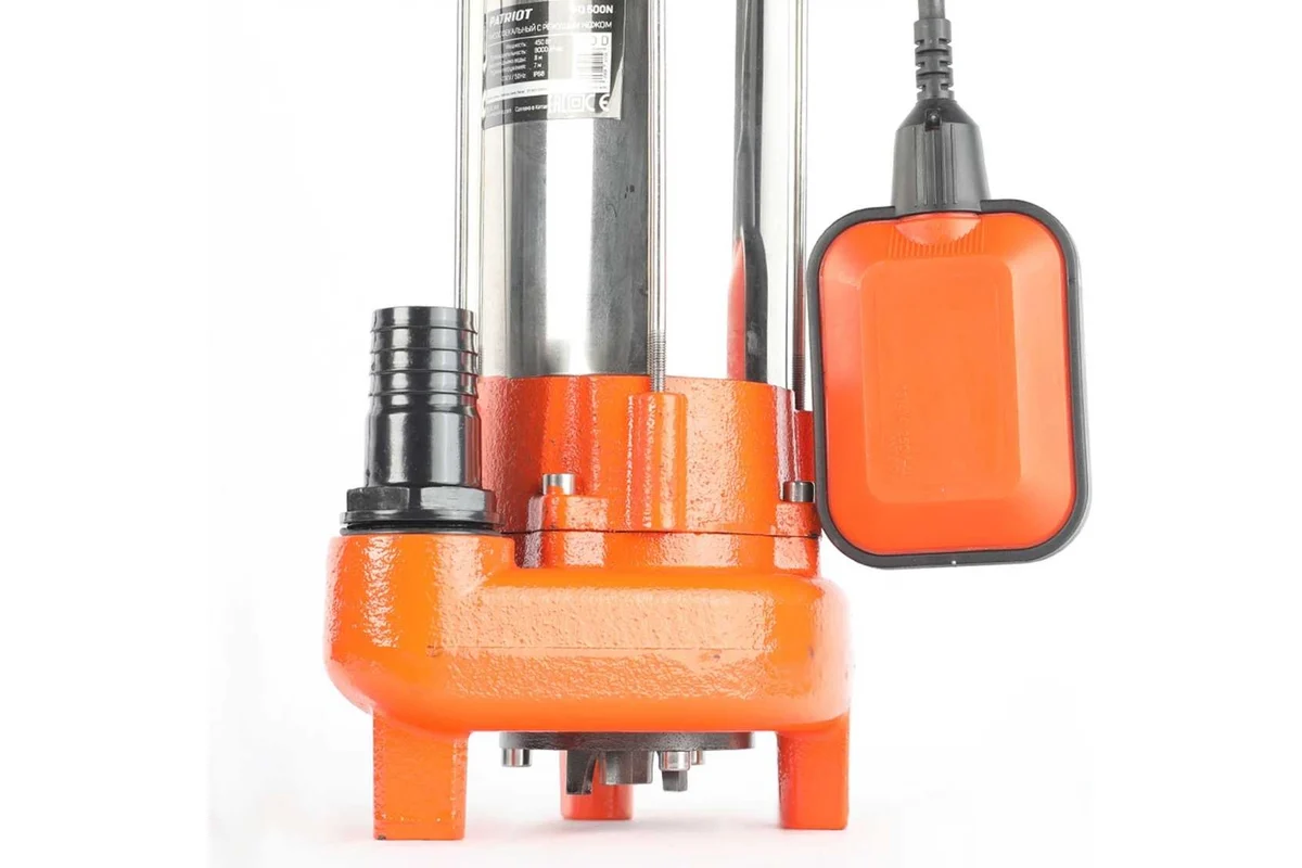 Насос дренажный PATRIOT FQ500 N, С НОЖОМ, д/грязной воды, корпус - чугун. 500 Вт, 8000 л/час.