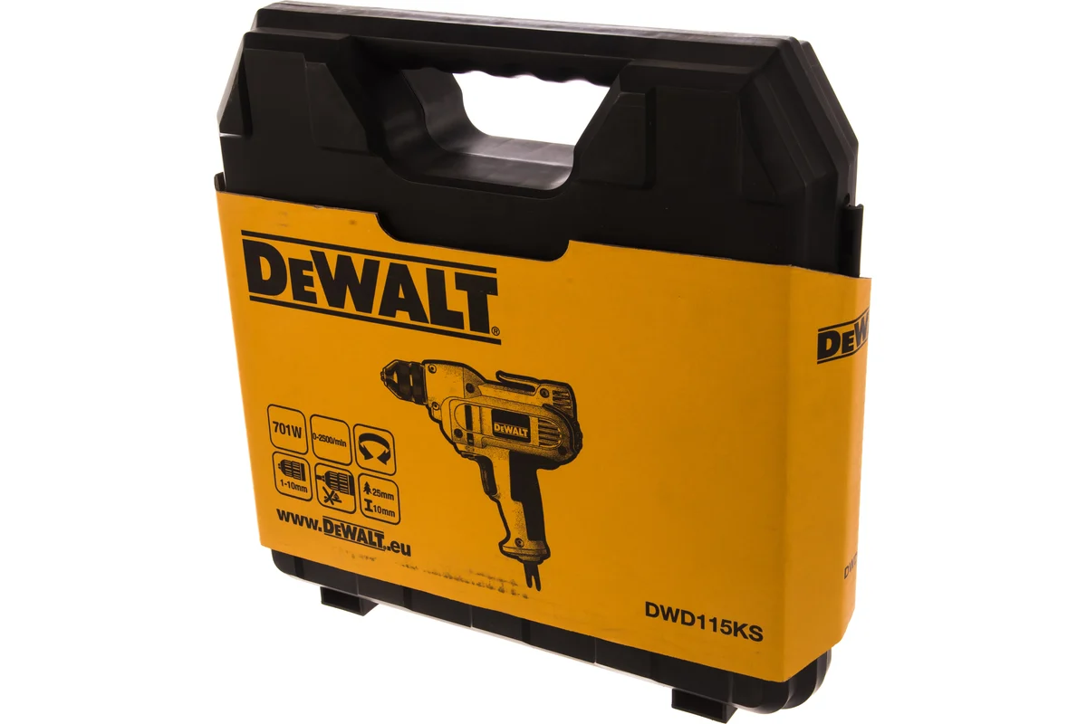 Дрель DeWalt  DWD 115 KS,  701Вт,БЗП-10мм,0-2500об\м,1.8кг,чем