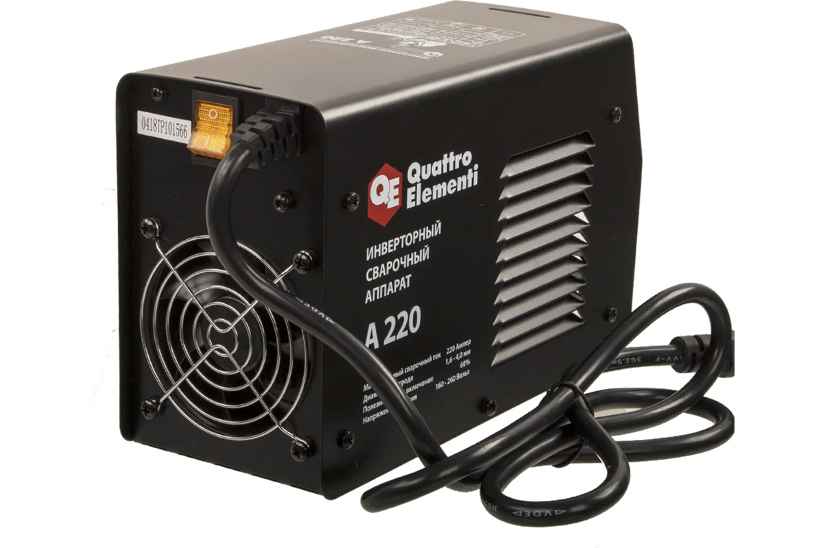 Аппарат электродной сварки, инвертор QUATTRO ELEMENTI A 220 (220 А, ПВ 60%, до 4.0 мм, 5.4 кг, 160-2