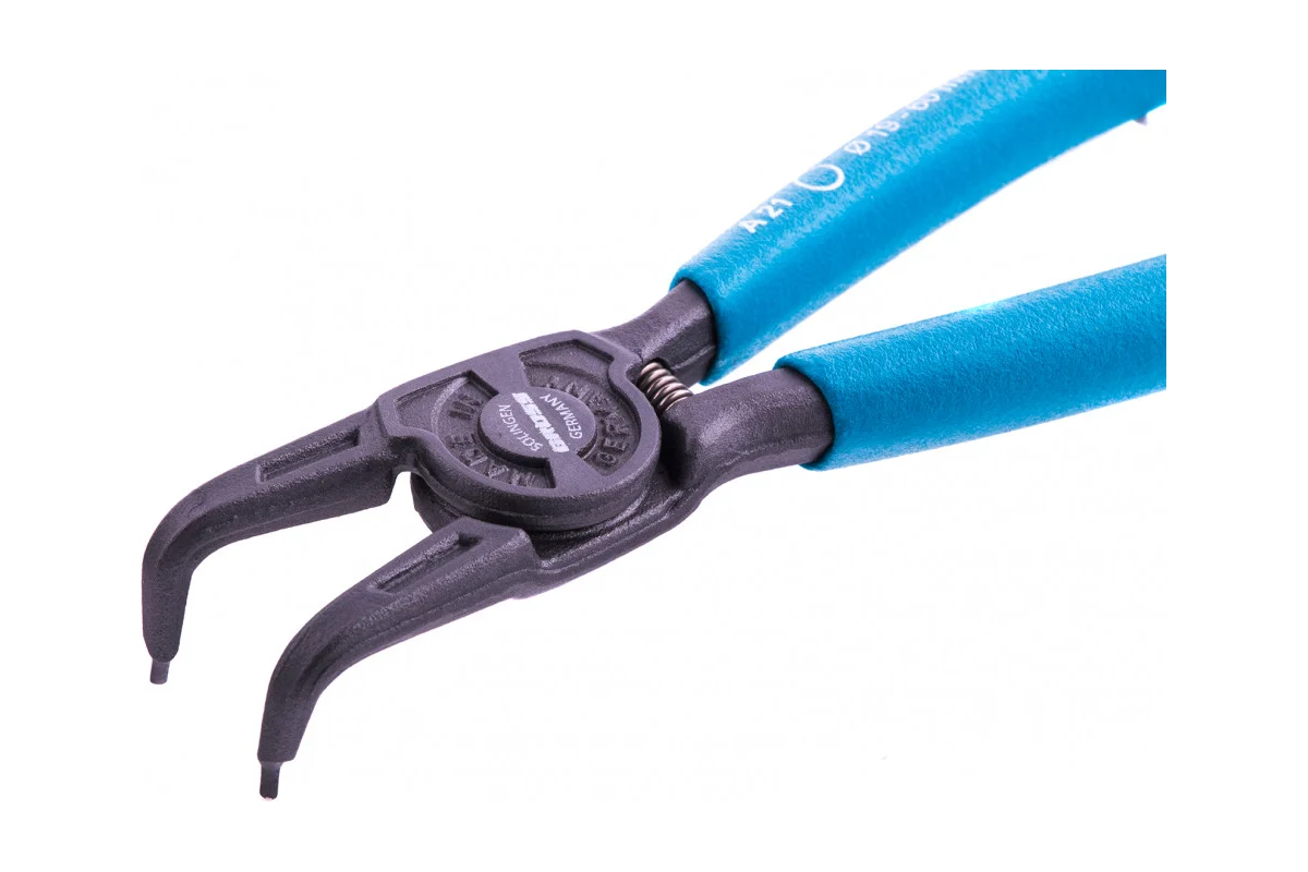 Съемник, 165 мм, для внешних стопорных колец (19-60 мм), изогнутые губки (разжим)// Gross