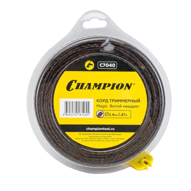 Леска 2,4мм х 87м, Magic, профиль витой квадрат //CHAMPION