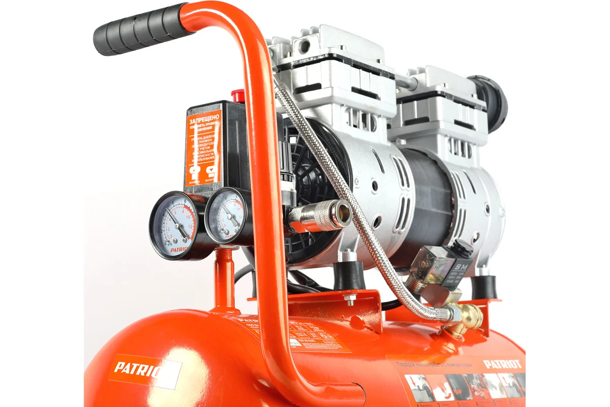 Компрессор Patriot поршневой безмасляный WO 24-160, 160 л/мин, 8 бар, 1100 Вт, 24 л, быстросъемный 1