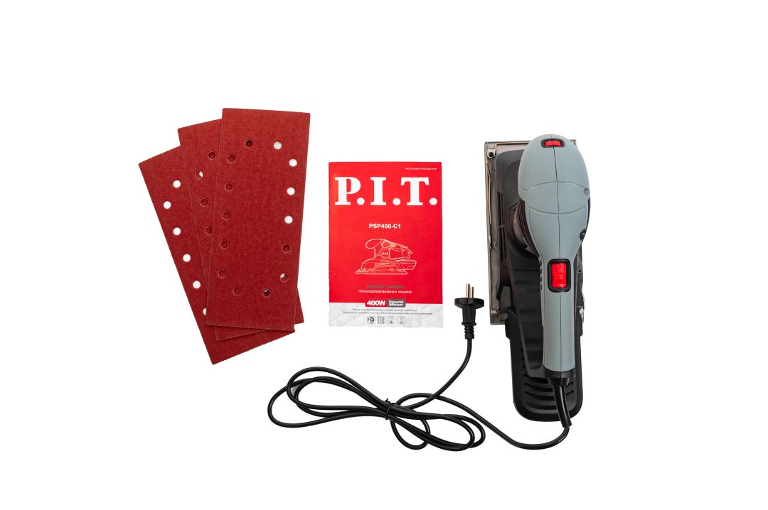 Шлифмашина вибрационная электрич. P.I.T. PSP400-C1 (400Вт, подошва 230х115мм, 6000-11000 ход/мин)