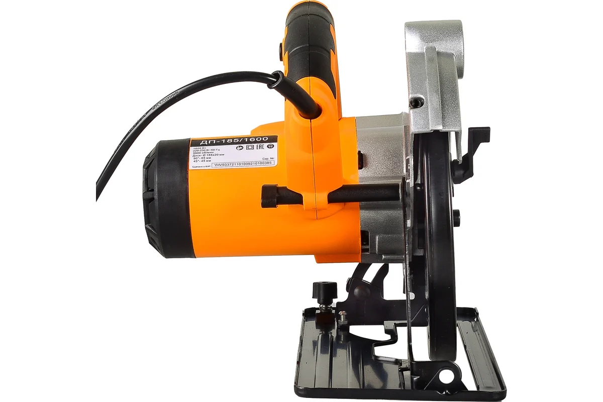 ВИХРЬ ДП-185/1600  Пила диск., 1,6 кВт, 4500 об/мин, диск 185х20 мм, гл. пропила 65 мм, 4,5 кг